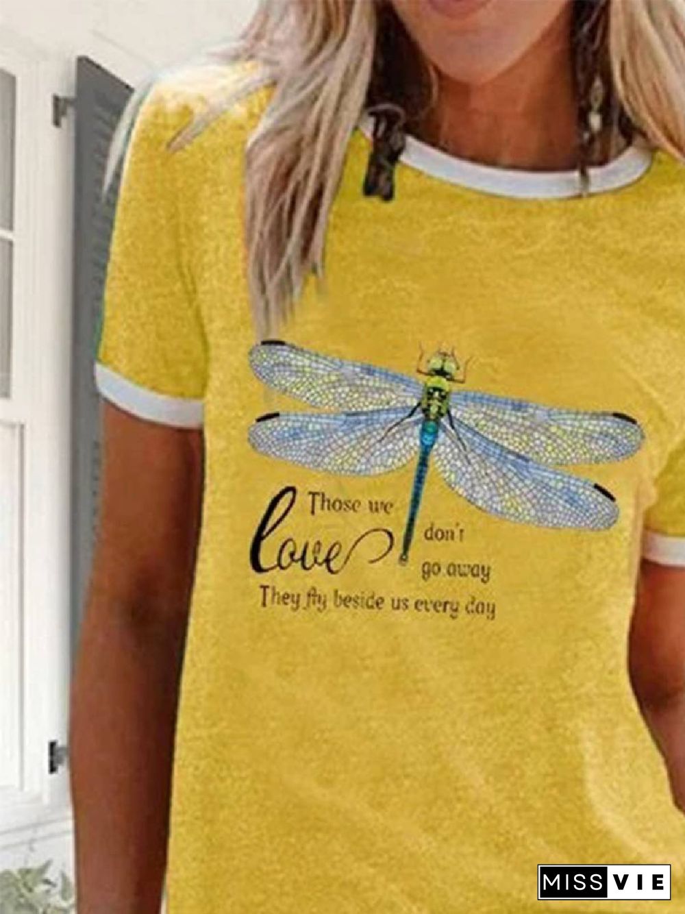 Yellow Cotton-Blend Short Sleeve Floral-Print Crew Neck T-shirt