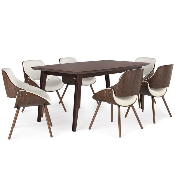 WYNDENHALL Malone/Tierney Modern 7Pc Dining Set with 6 Bentwood Dining Chairs in Natural Woven Poly Fabric and66