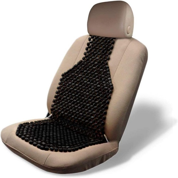 Zone Tech Wood Beaded Seat Cushion Black Premium Quality Car Massaging Double Strung Wood Beaded Seat Cushion For Stress Free All Day