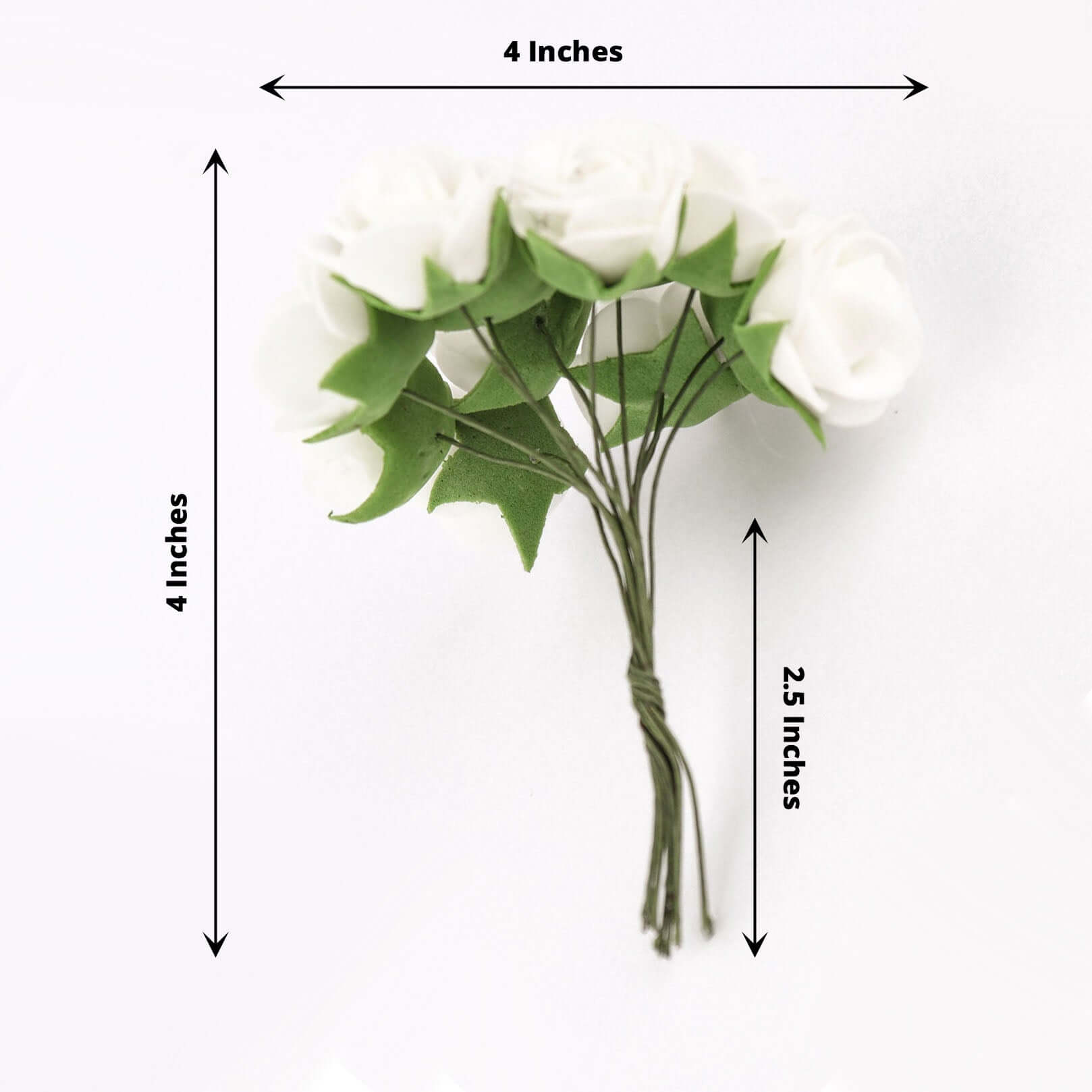 48 Roses White Real Touch Artificial DIY Foam Rose Flowers With Stem, Craft Rose Buds 1