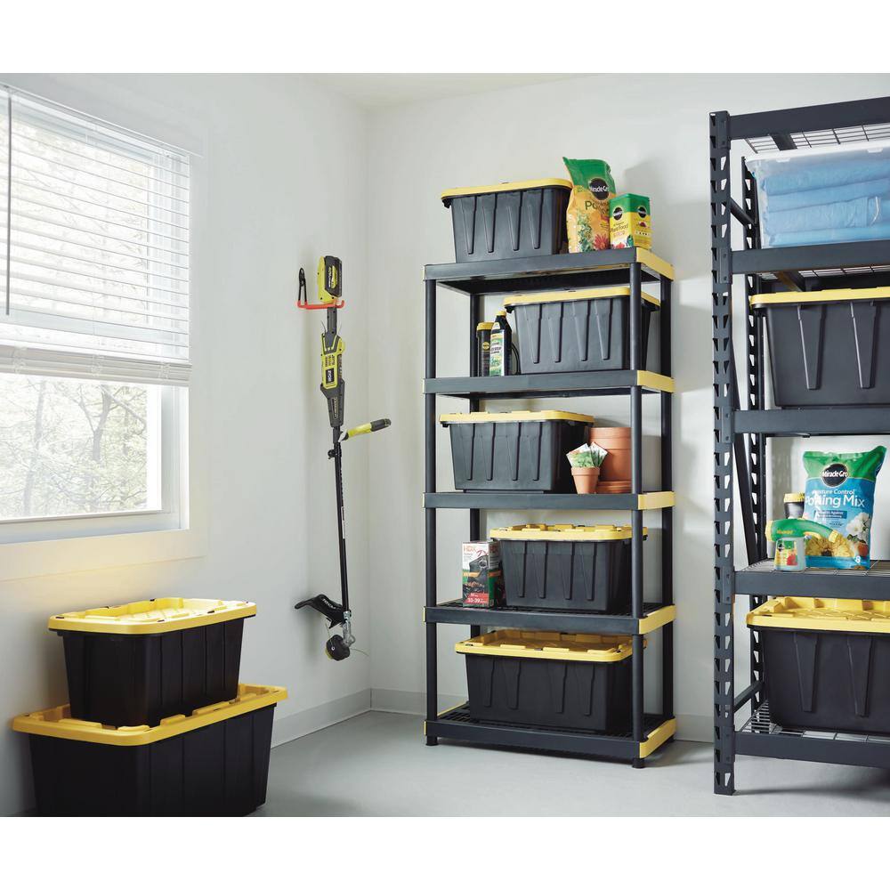 HDX 5-Tier Plastic Garage Storage Shelving Unit in Black (36 in. W x 74 in. H x 18 in. D) 241592