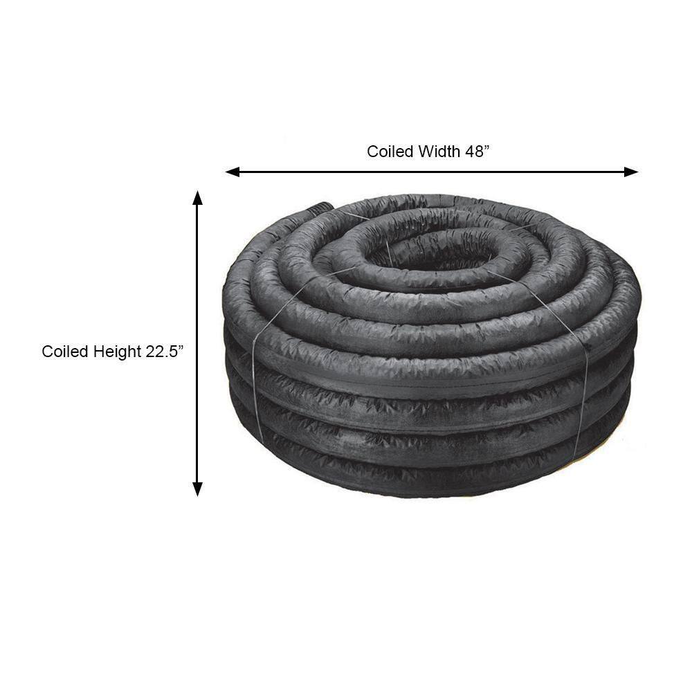 Advanced Drainage Systems 4 in. x 100 ft. Singlewall Perforated Drain Pipe with Filter Sock 04730100BS