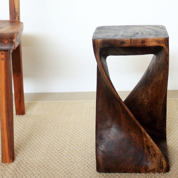 Haussmann? Original Wood Twist Stool 10 X 10 X 18 In High Mocha Oil - 10 x 10 x 18