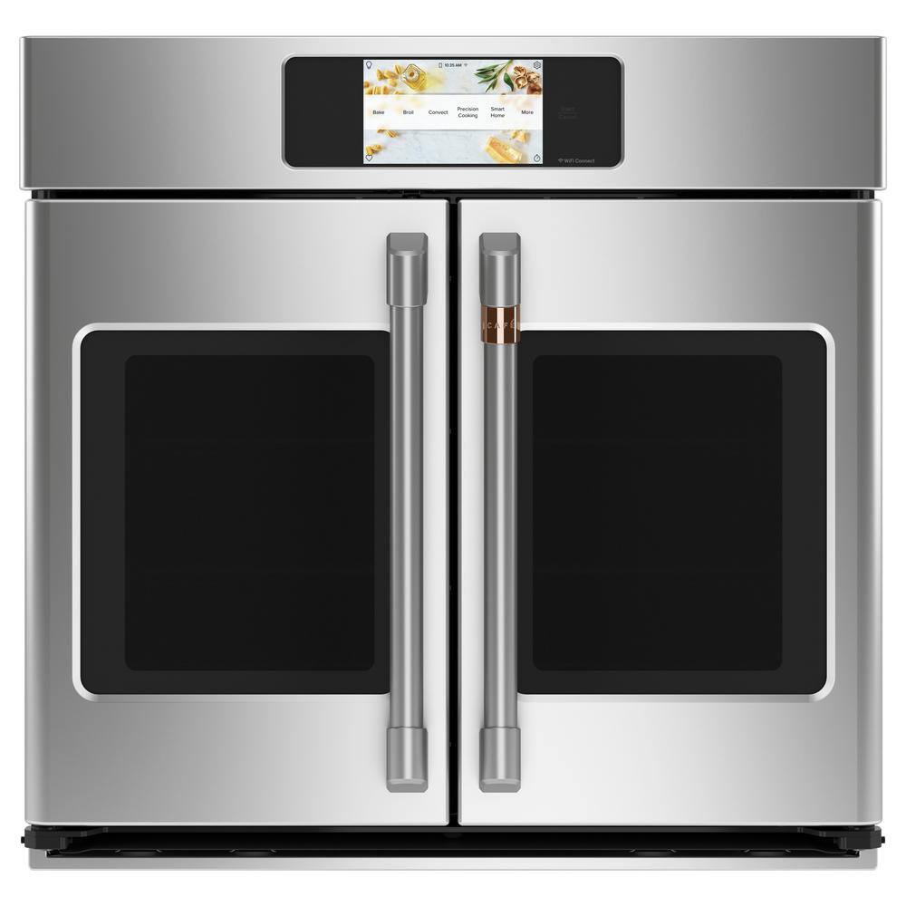 Cafe 30 in. Smart Single Electric French-Door Wall Oven with Convection Self-Cleaning in Stainless Steel CTS90FP2NS1