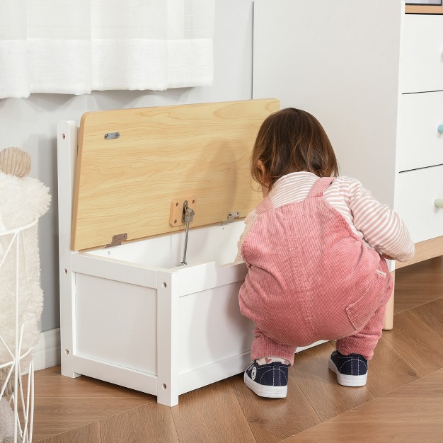 Qaba 2 in 1 Kids Wooden Toy Organizer Chest Storage Box With Seat Bench Cabinet Chunk Cube With Safety Pneumatic Rod