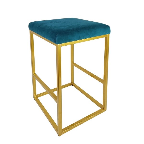 Peacock Blue Velvet Saddle Stools Set of 2