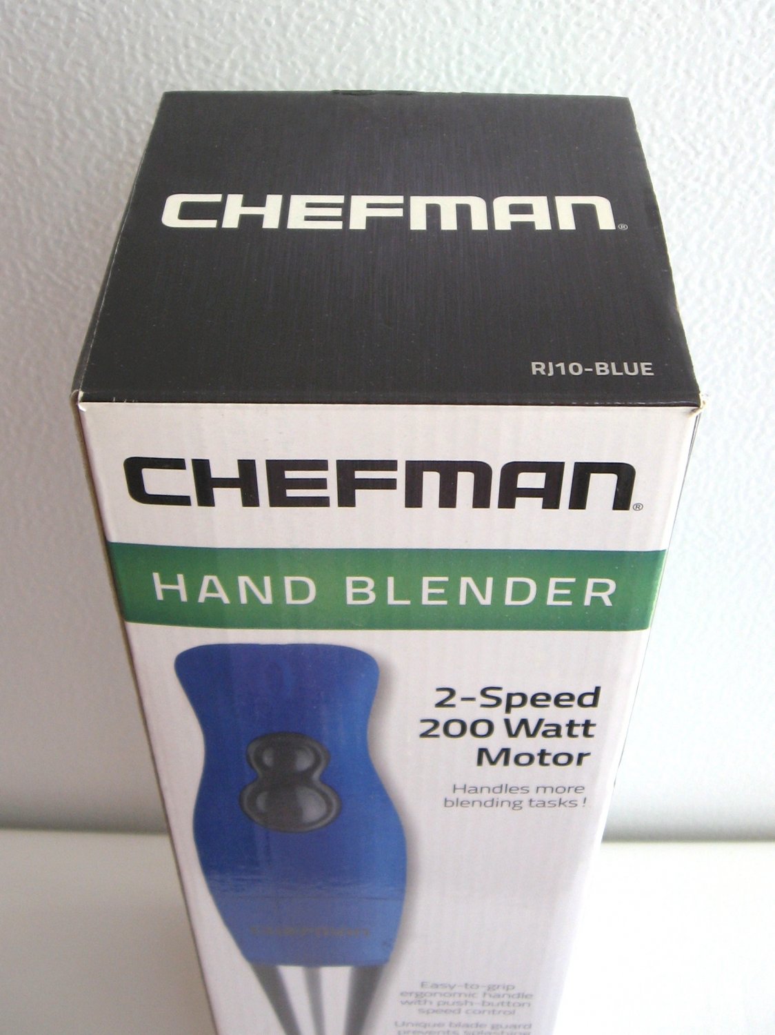 Chefman Hand Blender Immersion 2 Speed 200 Watt Motor RJ10 Blue with Bonus Measuring Cup