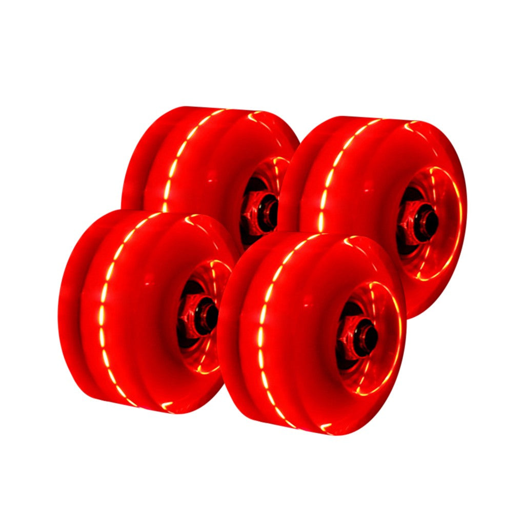 Egmy Luminous Light Up Quad Roller Skate Wheels With Bankroll Bearings Installed 4Pc