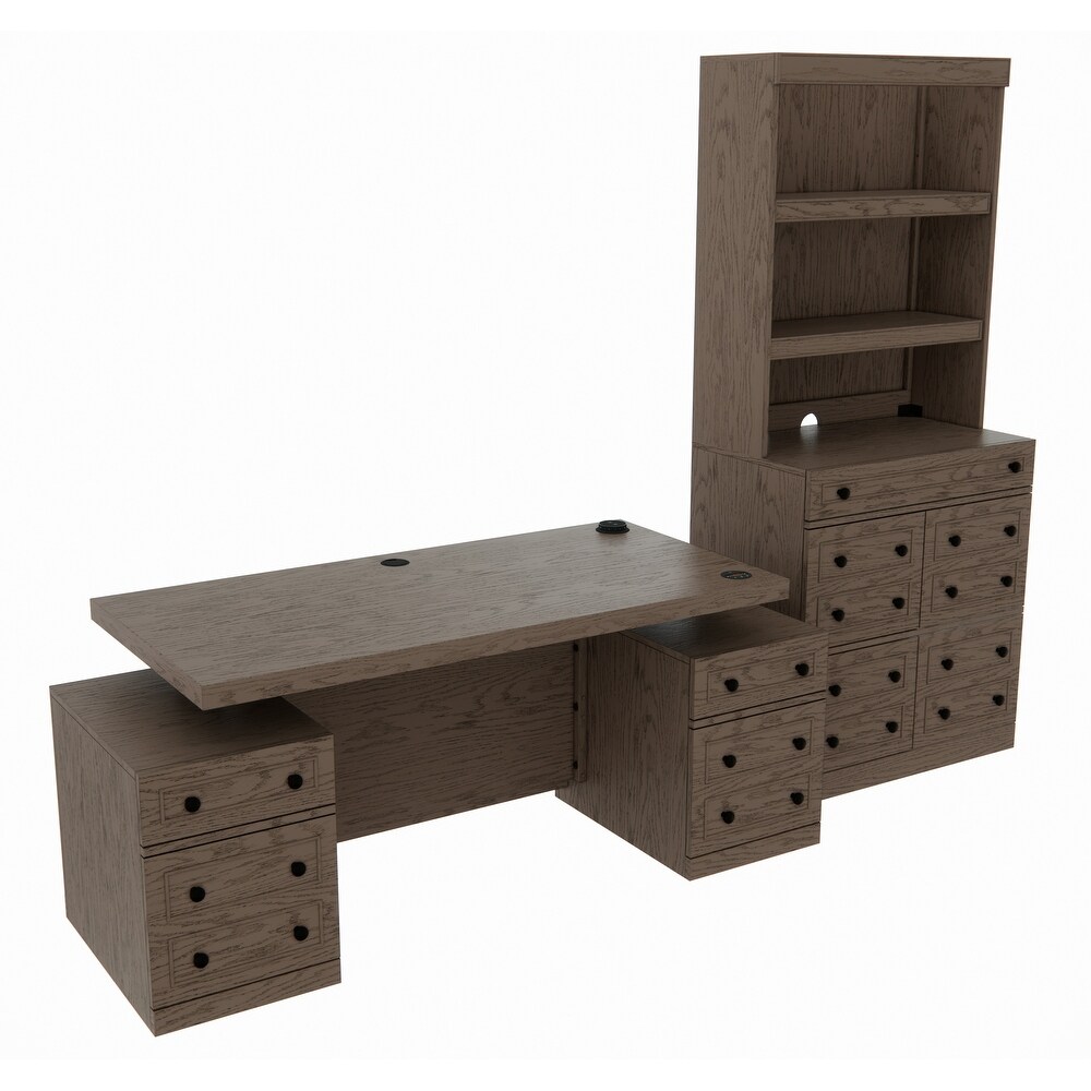 Windsor Sit Stand Storage Desk with File Drawer Bookcase