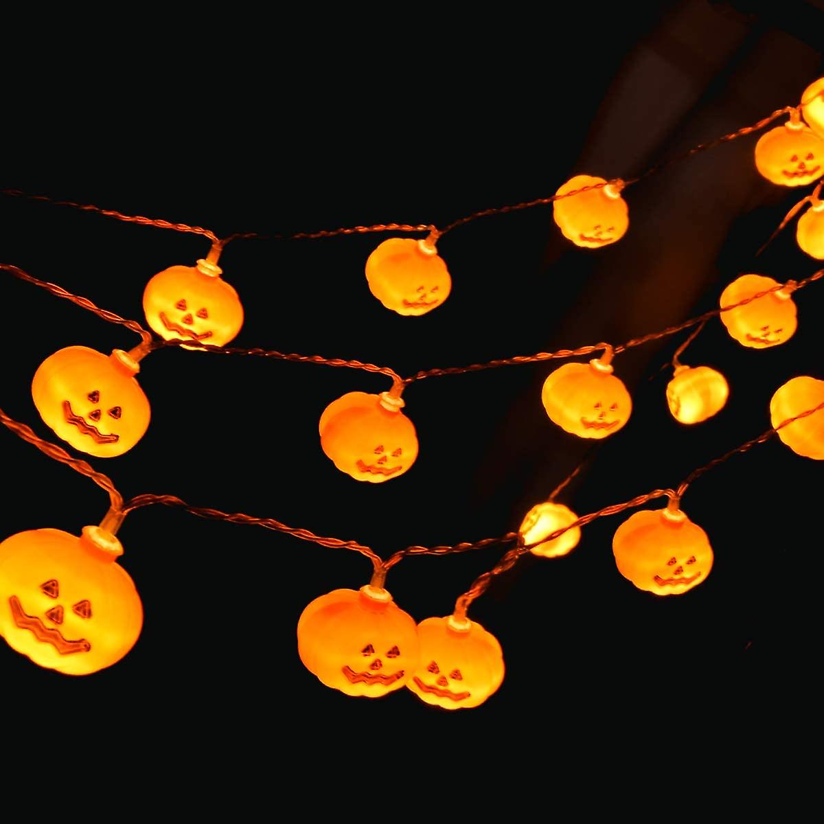 Loistu 15ft With 30led Pumpkin Light Halloween String Light， Led Battery-powered Pumpkin Light With Steady/flash Setting，for Indoor， Festival， Party，