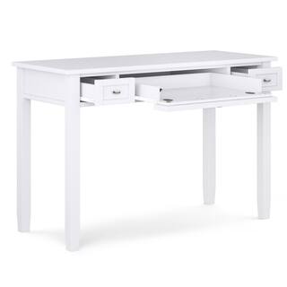 Simpli Home Warm Shaker Solid Wood Transitional 48 in. Wide Writing Office Desk in White AXWSH010-W