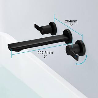 Tahanbath 2-Handle 3-Hole Wall Mounted Bathroom Faucet in Matte Black MS-CT-DB799MB-ZQ