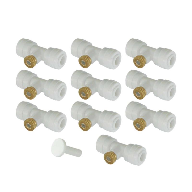 10 Set Misting Nozzles Kit Include Water Misting Nozzle Seat Plug Mister Nozzles Kit for Outdoor Garden Cooling System