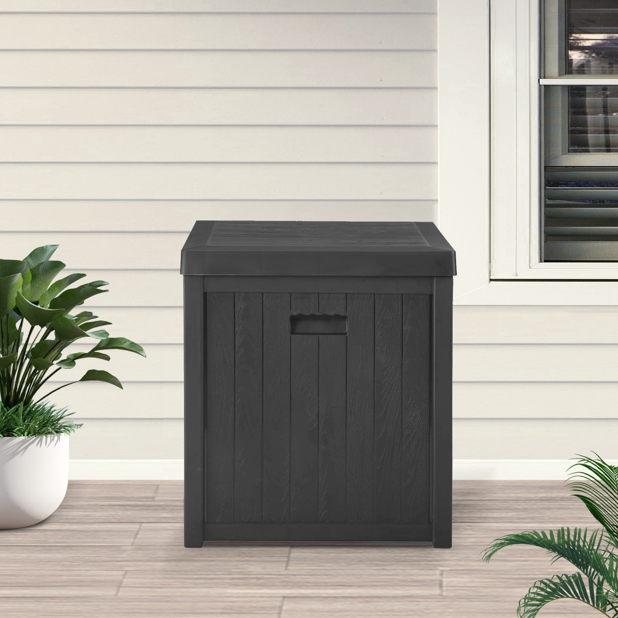 Cozyhom Resin Patio Storage Box,Outdoor All-Weather Deck Storage Container,Gray,51 Gallon