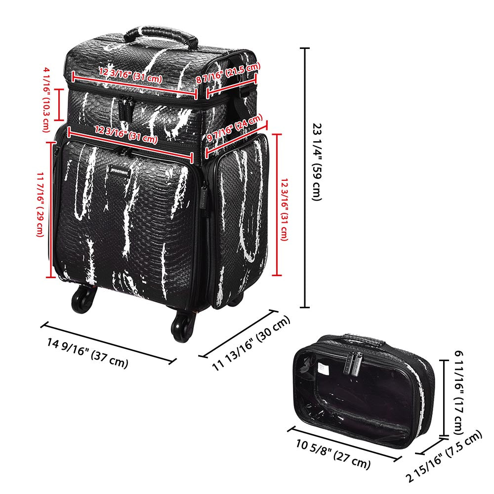 Yescom Hair Stylist Rolling Case Makeup Organizer 2-Tier