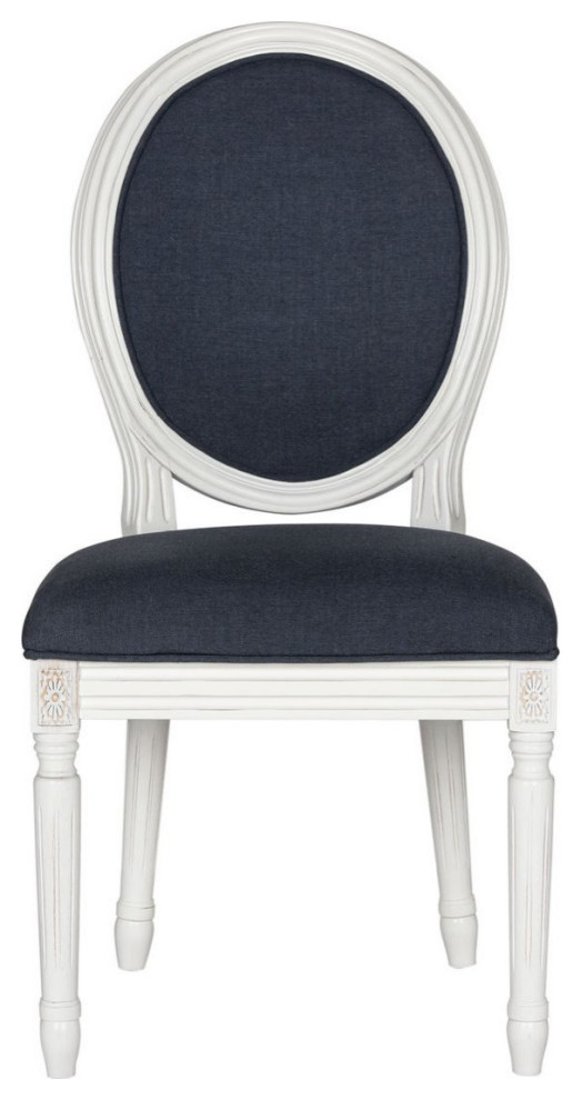 Ciley 19  x27 x27H French Brasserie Linen Oval Side Chair Set of 2 Navy   Eclectic   Dining Chairs   by Virgil Stanis Design  Houzz