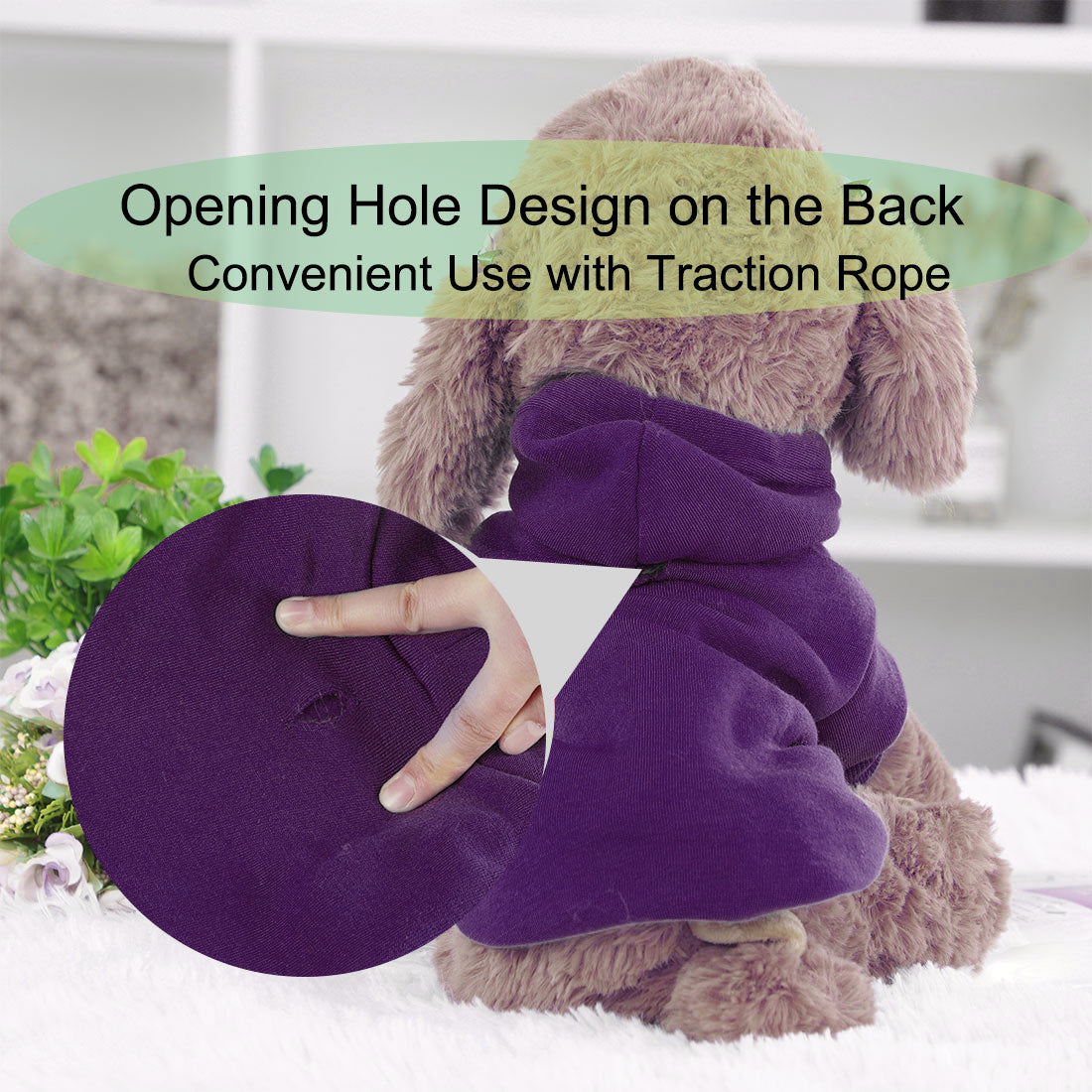 Warm Hooded Dog Sweatshirt Hooded Pet Winter Clothes Coat Purple S