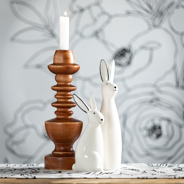 11 quot h Sullivans Abstract Porcelain Bunnies Set Of 2 White