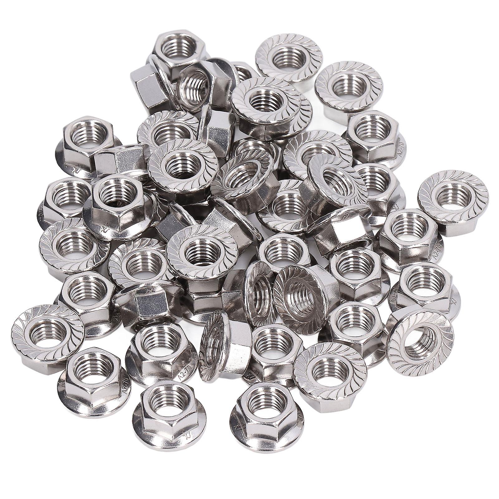 50pcs Flange Nut 304 Stainless Steel Fastener Accessory Set Kit For Fixing Maintenancem10