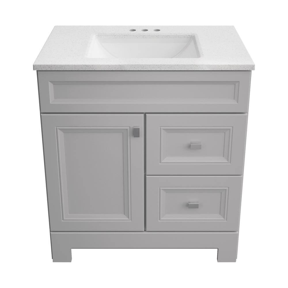 Home Decorators Collection Sedgewood 30.5 in. W x 18.8 in. D x 34.4 in. H Freestanding Bath Vanity in Dove Gray with Arctic Solid Surface Top PPLNKDVR30D