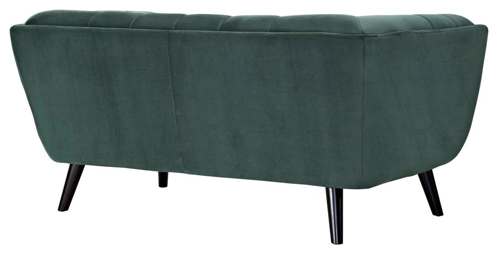 Bestow 2 Piece Velvet Sofa and Loveseat Set  Green   Midcentury   Living Room Furniture Sets   by Homesquare  Houzz