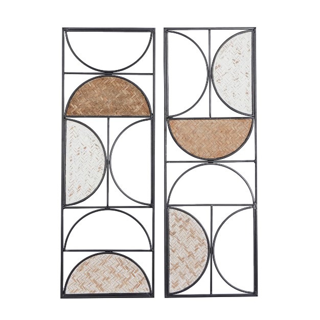 Set Of 2 Contemporary Metal Wall Decors Brown Olivia amp May