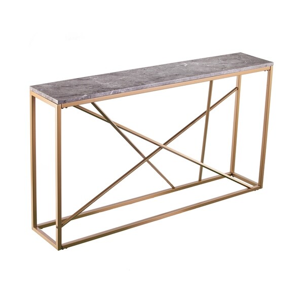 SEI Furniture Sigrid Faux Marble Skinny Console Table