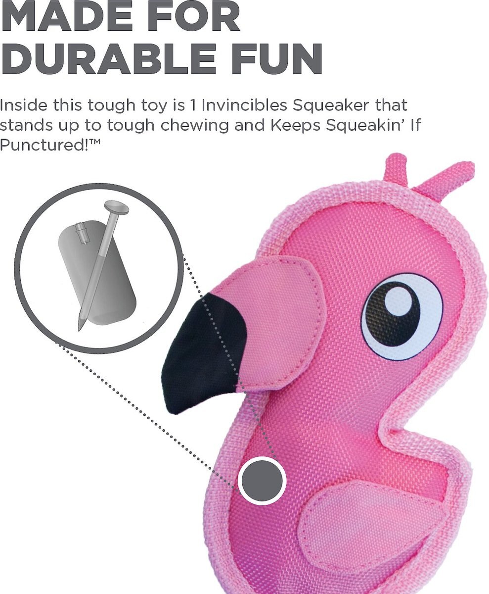 Outward Hound Fire Biterz Squeaky Dog Toy Flamingo