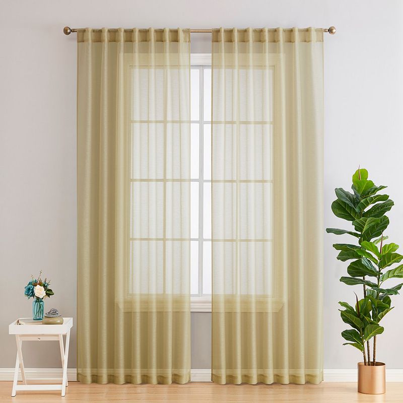 THD Scarlett Semi Sheer Pocket Top and Back Tab Lightweight Window Curtains Drapery Panels， 2 Panels