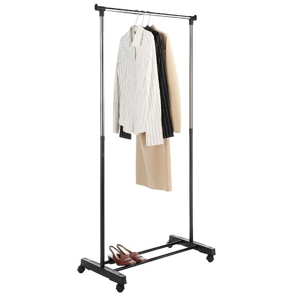 Ktaxon Adjustable Rolling Garment Rack Single Hanging Bar Clothes Hanger