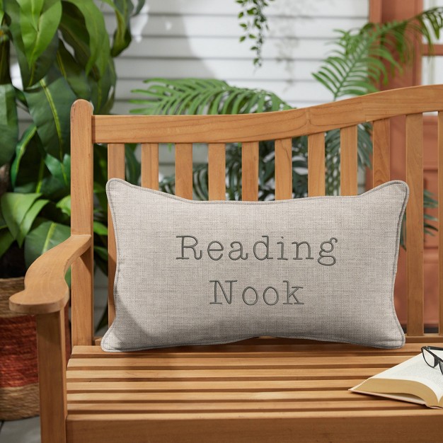 Indoor outdoor Reading Nook Embroidered Lumbar Throw Pillow Sorra Home