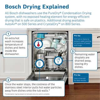 Bosch 800 Series 24 in. Custom Panel Ready 24 in. Top Control Tall Tub Dishwasher with Stainless Steel Tub CrystalDry 42dBA SHVM78Z53N