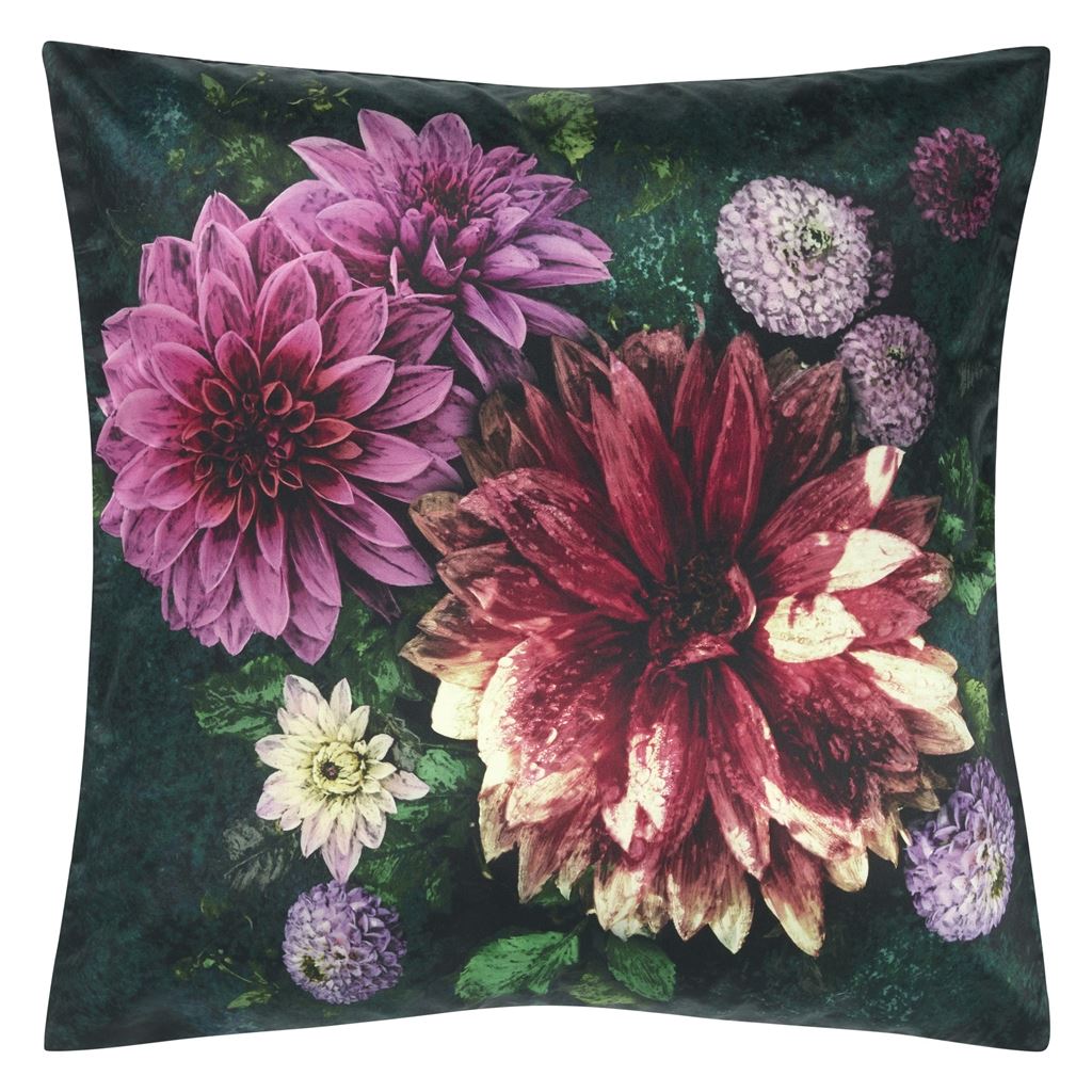 Dahlia Noir Fuchsia Decorative Pillow by Designers Guild