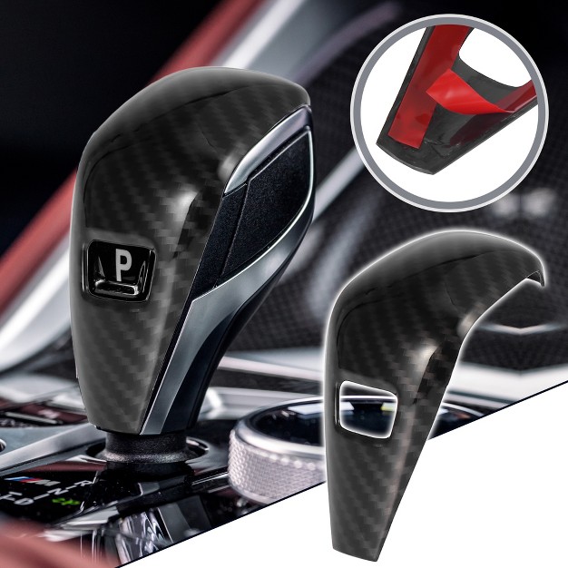 Unique Bargains Car Gear Shift Knob Cover Sticker Carbon Fiber Pattern For Bmw 3 Series Black 1pc