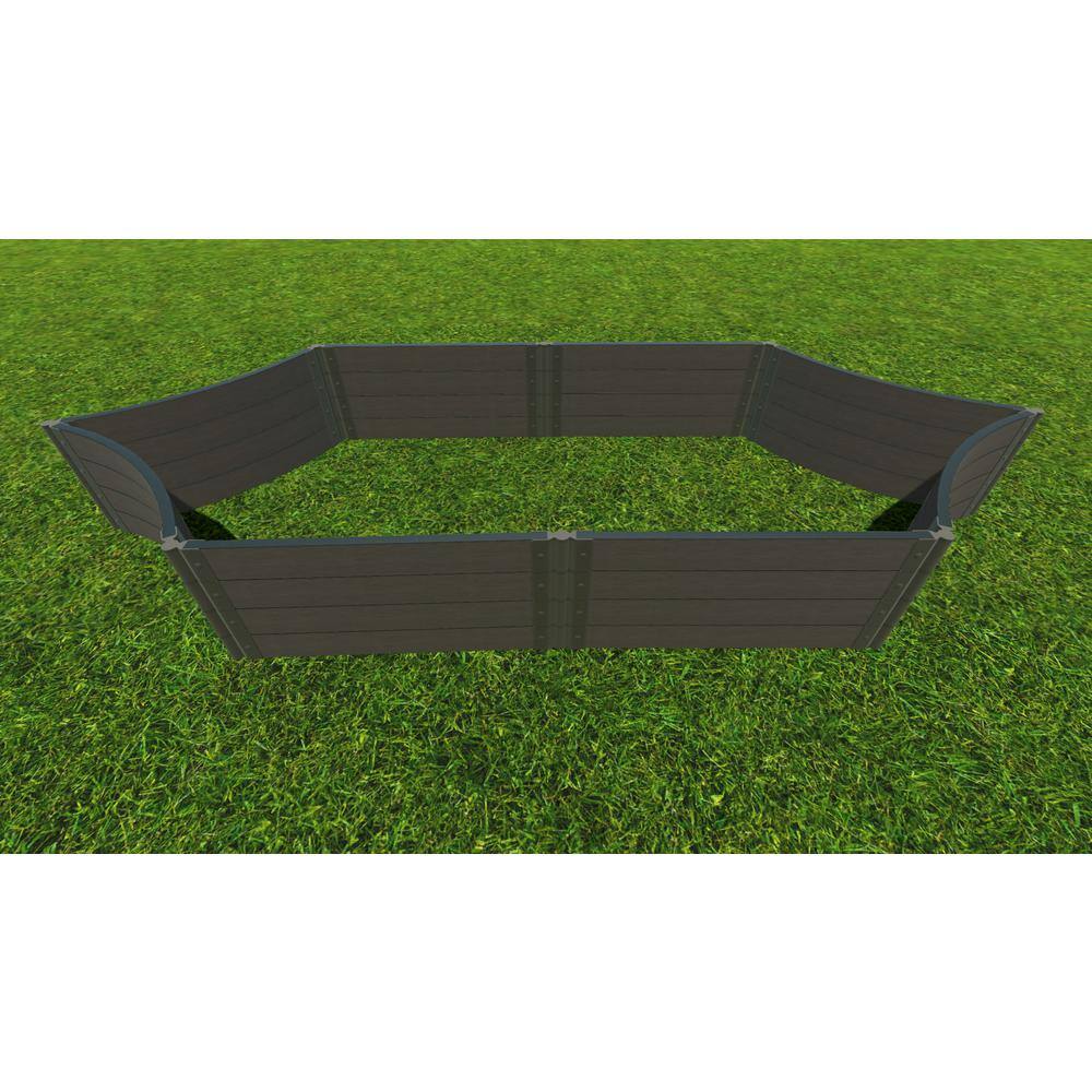 Frame It All 6 ft. x 16 in. x 22 in. Weathered Wood Composite 'Silver Salver Scalloped Raised Garden Bed - 2 in. Profile 800004070