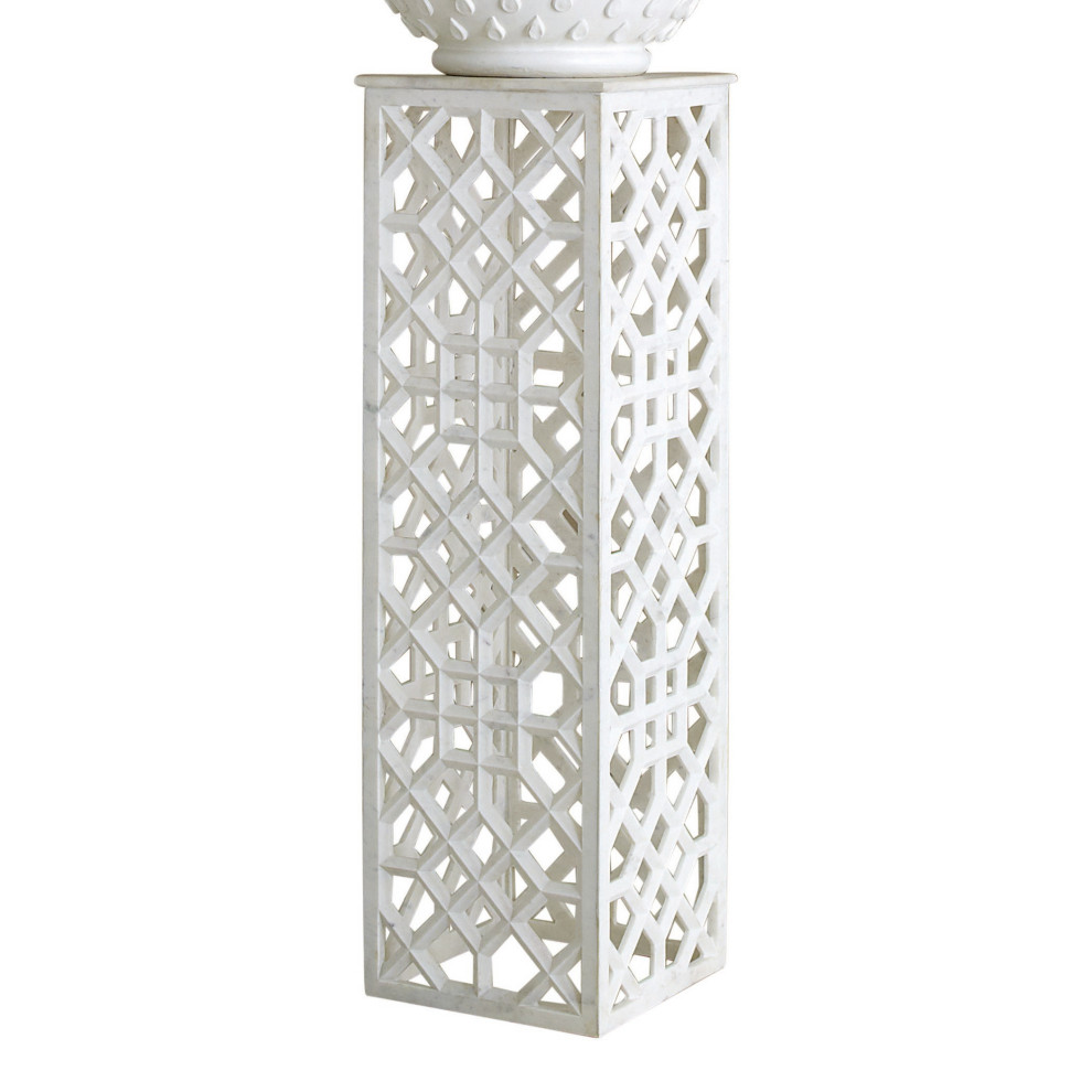 Marble Fret Pedestal   Contemporary   Plant Stands And Telephone Tables   by HedgeApple  Houzz