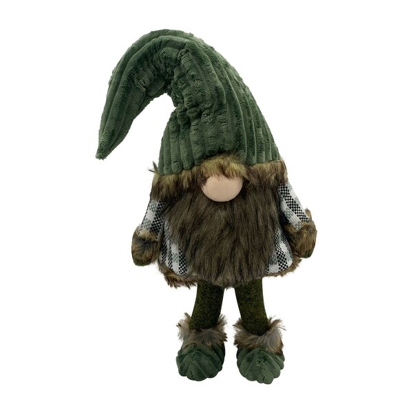 Plaid Sherpa Fur Gnome Christmas Tabletop Figurine