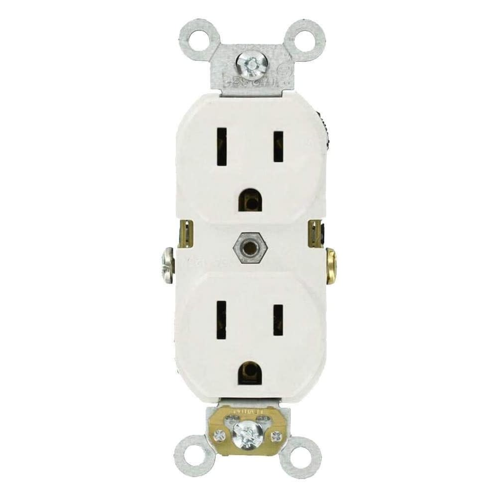 Leviton 15A 125V White Indented Face Duplex Receptacle Outlet 10pk