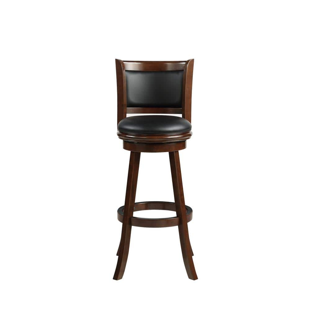 Boraam Augusta 47 in. Cappuccino High Back Wood 34 in. Swivel Bar Stool with Faux Leather Seat 48834