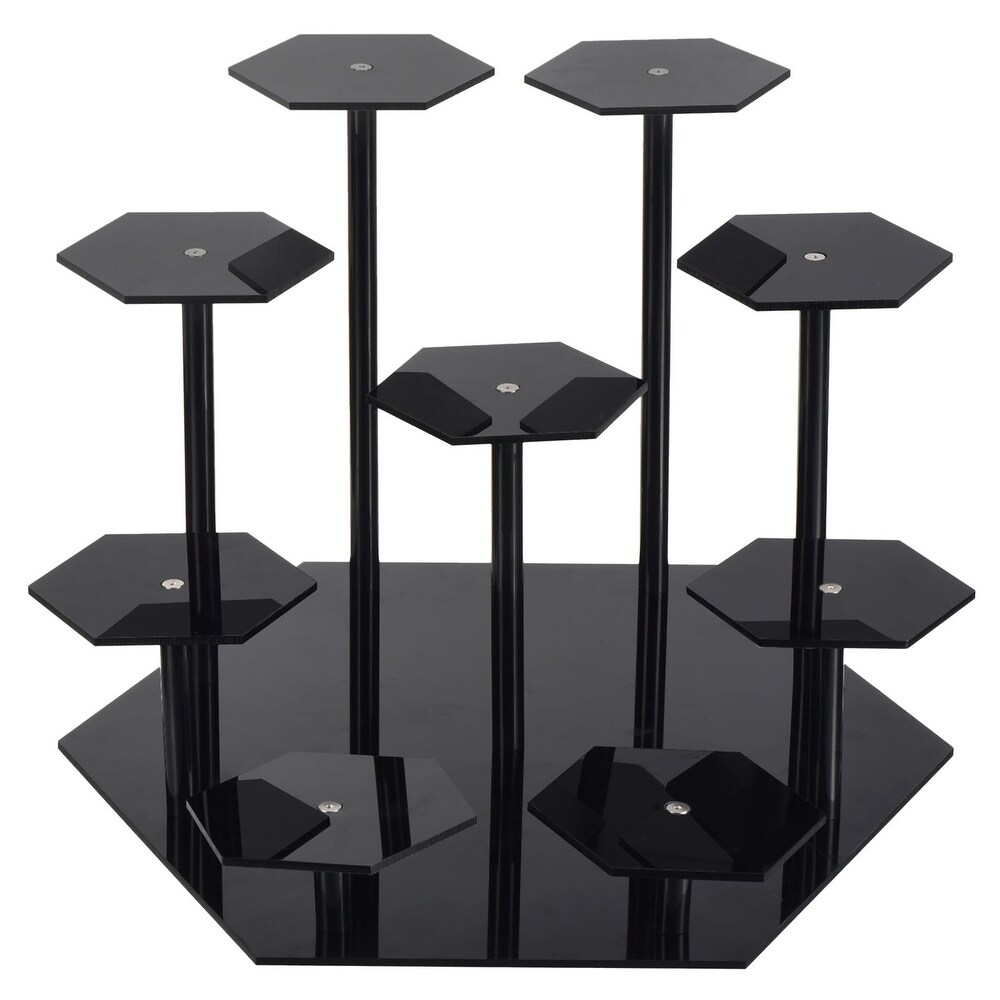 Acrylic Display Stand for Collectible Figures  9 Tier Round Cupcake Stand Black