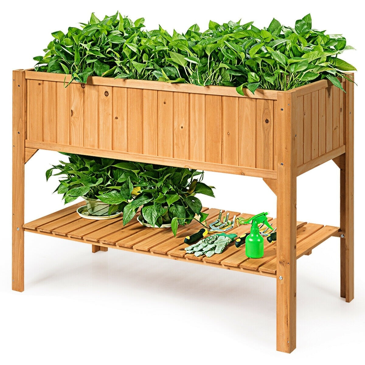 Raised Garden Bed Stand Elevated Wood Planter Box Shelf