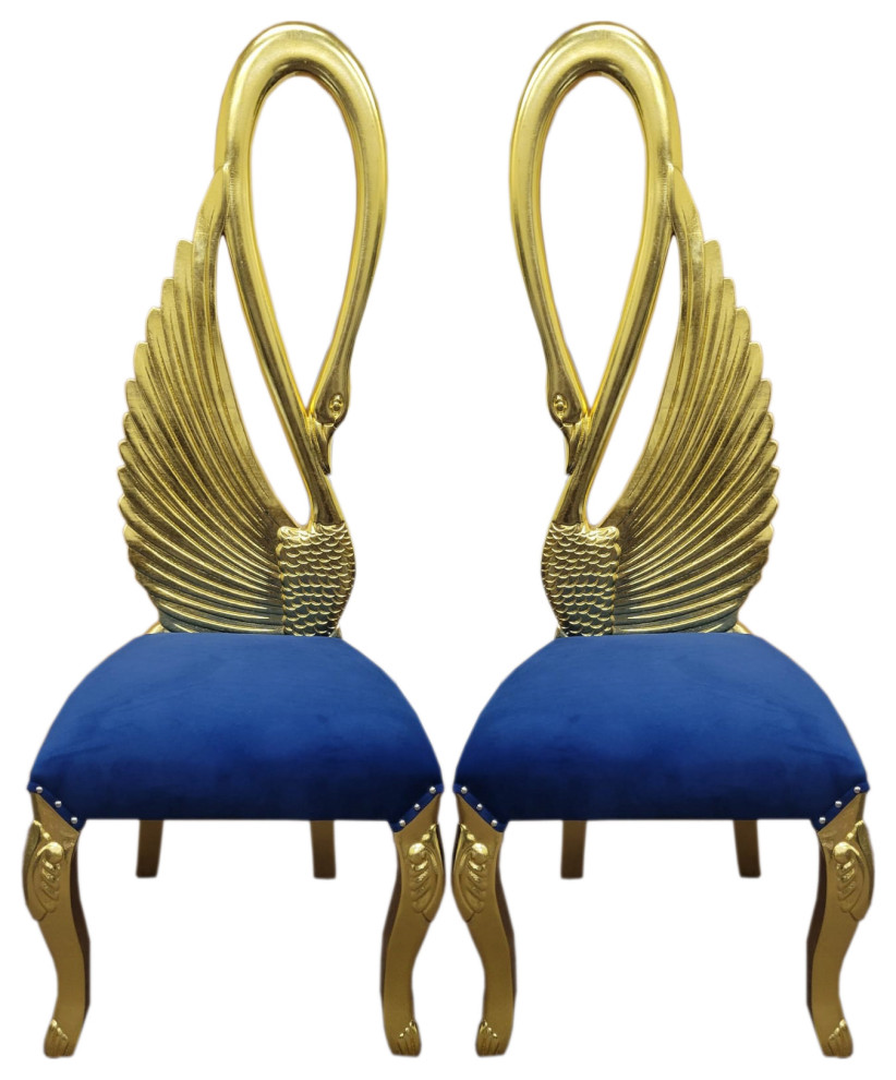 Infinity Gold Swan Chairs  Set of 2  Blue   Victorian   Armchairs And Accent Chairs   by Infinity Furniture  Houzz