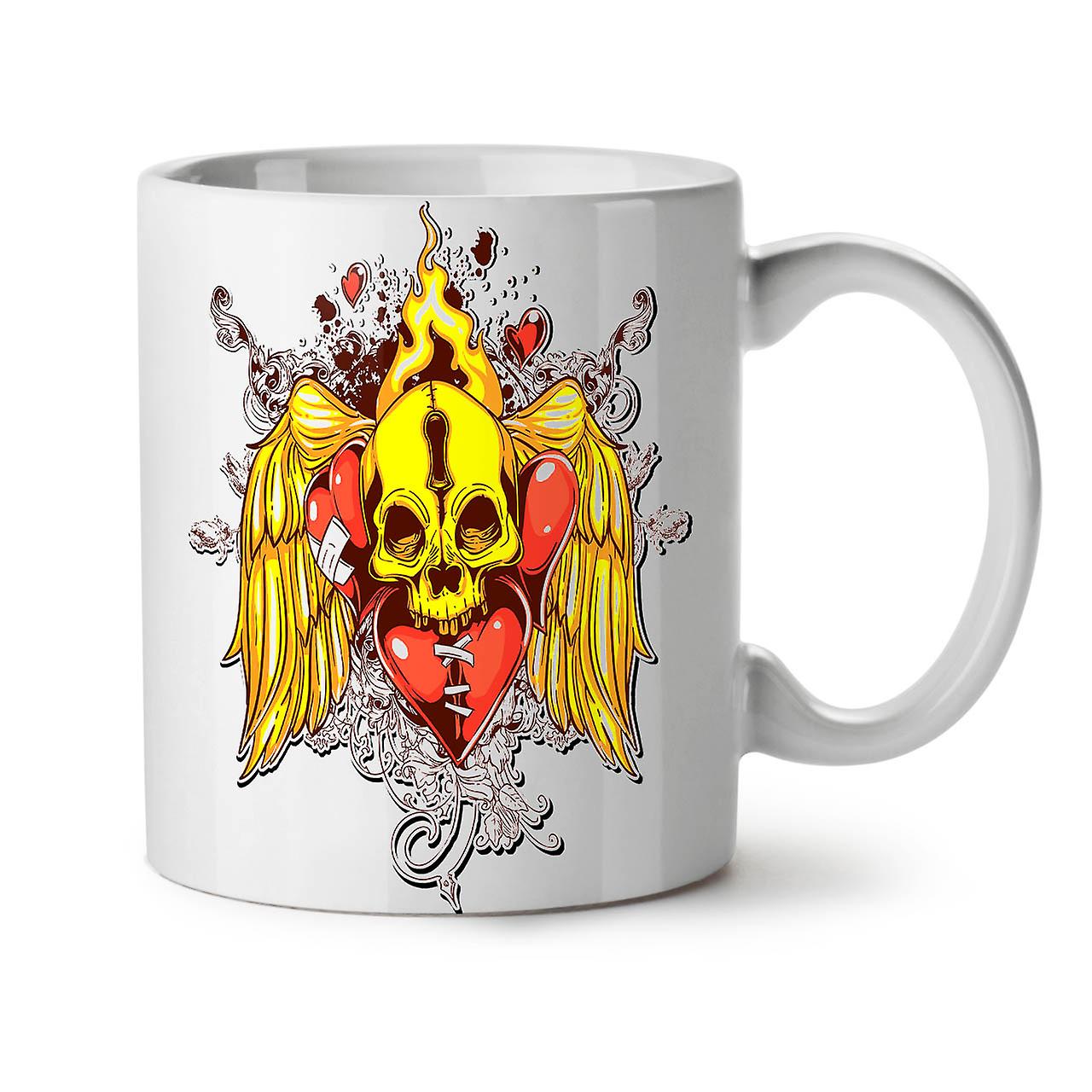 Heart Angel Fire Skull NEW White Tea Coffee Ceramic Mug 11 oz | Wellcoda