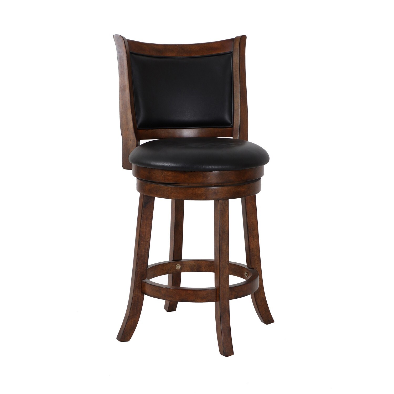 Curved Swivel Counter Stool with Leatherette Padded Seating，Brown and Black