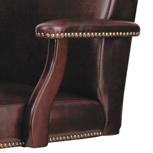 Alera Traditional Series High-Back Chair， Supports up to 275 lbs， Oxblood Burgundy Seat/Oxblood Burgundy Back， Mahogany Base (TD4136)