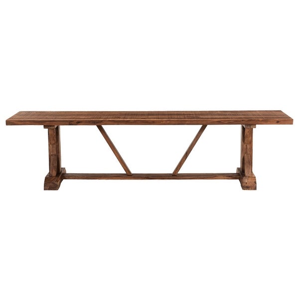 Carson Extotic Solid Sheesham Wood Dining Bench with Trestle Base and Chattermark Finish