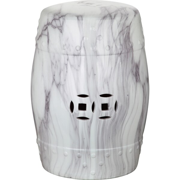 SAFAVIEH Jade Swirl White Ceramic Decorative Garden Stool