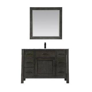 Altair Maribella 48 in. Single Bathroom Vanity Set in Rust Black and Carrara White Marble Countertop with Mirror 535048-RL-CA