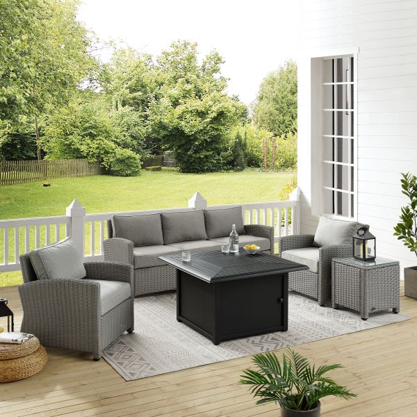 Bradenton 5Pc Wicker Sofa Set W/Fire Table