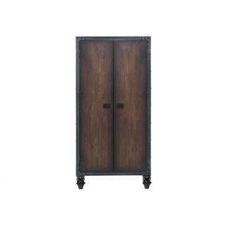 DURAMAX 36 in. Industrial Black Metal with Wood Free Standing Cabinet with Wheels 68010